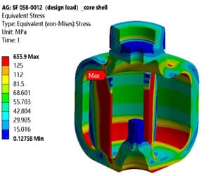 FEA stress analysis on pressure vessel
