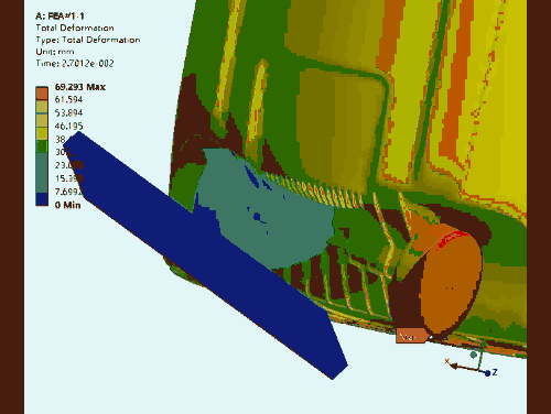 FEA drop test on trash can assembly