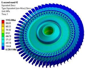 FEA analysis results on turbine blade disk